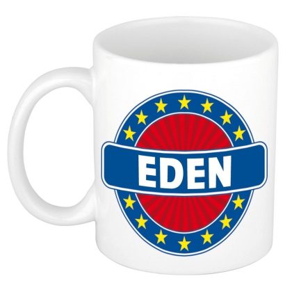 Bellatio Decorations Eden voornaam koffiemok - wit - 300 ml - Cadeau - Heren