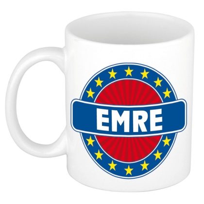 Bellatio Decorations Emre voornaam koffiemok - wit - 300 ml - Cadeau - Heren