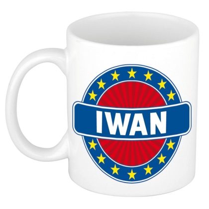 Bellatio Decorations Iwan voornaam koffiemok - wit - 300 ml - Cadeau - Heren