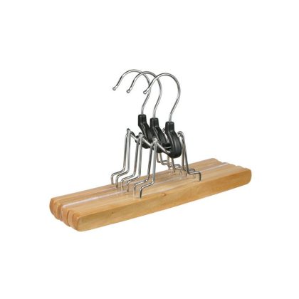 Merkloos Kledinghangers - 3x - hout - 24,5 cm - broekhangers set