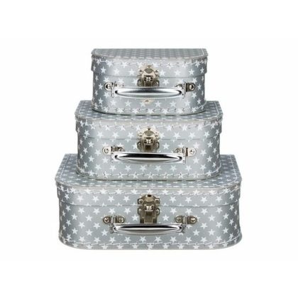 Merkloos Klein decoratie koffertje zilver ster 16 cm