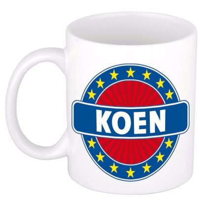 Bellatio Decorations Koen voornaam koffiemok - wit - 300 ml - Cadeau - Heren