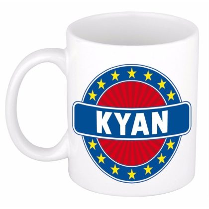 Bellatio Decorations Kyan voornaam koffiemok - wit - 300 ml - Cadeau - Heren