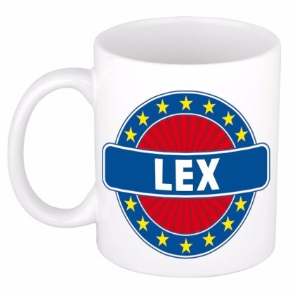 Bellatio Decorations Lex voornaam koffiemok - wit - 300 ml - Cadeau - Heren