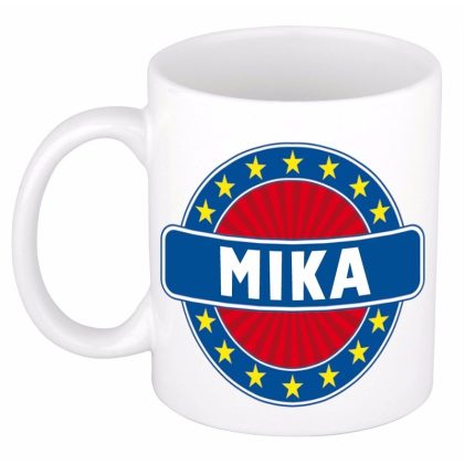 Bellatio Decorations Mika voornaam koffiemok - wit - 300 ml - Cadeau - Heren