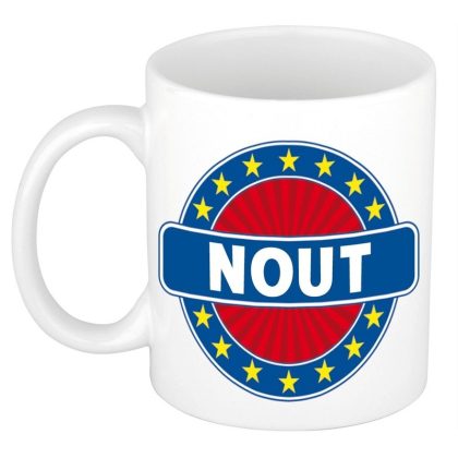 Bellatio Decorations Nout voornaam koffiemok - wit - 300 ml - Cadeau - Heren