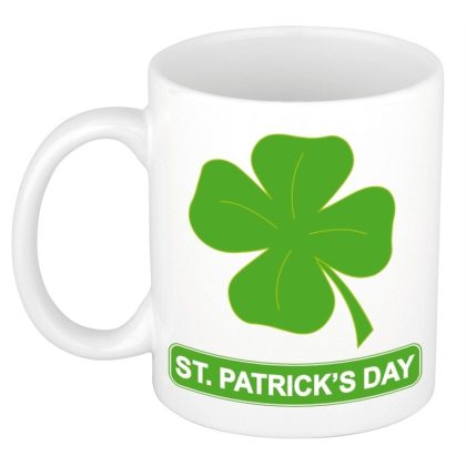 Bellatio Decorations St patricksday mok met klavertje 300 ml