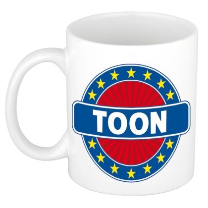 Bellatio Decorations Toon voornaam koffiemok - wit - 300 ml - Cadeau - Heren