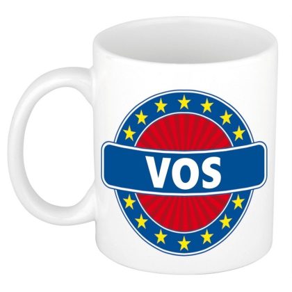 Bellatio Decorations Vos voornaam koffiemok - wit - 300 ml - Cadeau - Heren
