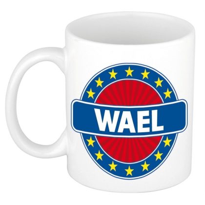 Bellatio Decorations Wael voornaam koffiemok - wit - 300 ml - Cadeau - Heren