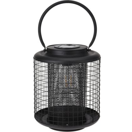 Excellent Houseware Zwarte solar LED lantaarn 22 cm