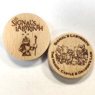 Geodox Wooden coin - Labyrinth - The Hedge - The Castle - The Dragon's Lair