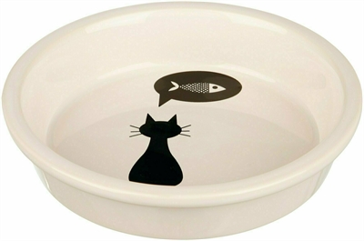 TRIXIE VOERBAK KERAMIEK WIT MET SILHOUETTE KAT 250 ML 13 CM