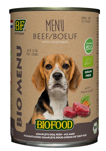 Van der Meer BIOFOOD ORGANIC HOND RUND MENU BLIK 12X400 GR