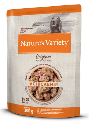 Van der Meer NATURES VARIETY ORIGINAL ADULT MEDIUM / MAXI POUCH CHICKEN NO GRAIN 300 GR
