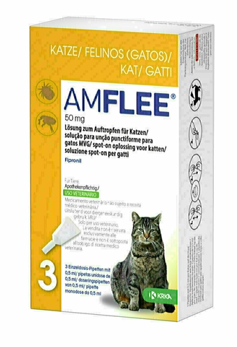 Van der Meer KRKA AMFLEE SPOT ON KAT 50 MG 3 PIP