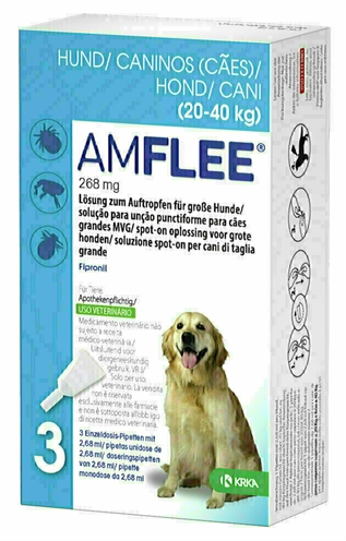 Van der Meer KRKA AMFLEE SPOT ON HOND 20-40 KG 268 MG 3 PIP