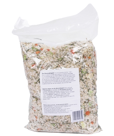 Van der Meer DIERENDROGIST BACK TO NATURE KRUIDEN / GROENTEN / RIJST 1 KG