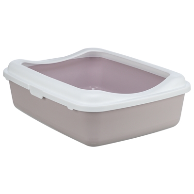 TRIXIE KATTENBAK CLASSIC MET RAND LILA / WIT 37X48X15 CM