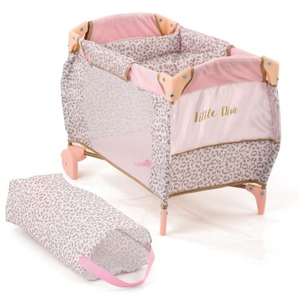 Basic Little Diva Opvouwbare Poppenbedje 41x28x12 cm Roze/Goud