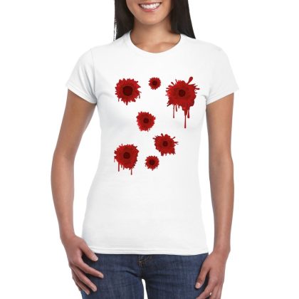 Bellatio Decorations Schotwonden t-shirt wit dames