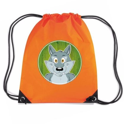 Bellatio Decorations Wolven rugtas / gymtas oranje voor kinderen