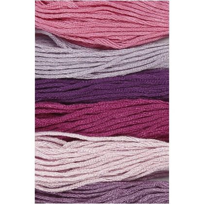 Merkloos Borduurgaren - 6x stuks - paars tinten - 1 mm - ca. 8 meter