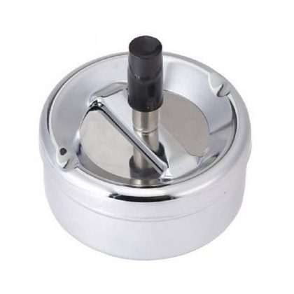 Merkloos Draaiasbak - druk en draai Asbak - metaal - roterend - 9 cm