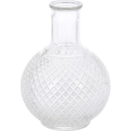 Merkloos Flesvaas geruit glas transparant 13 x 19 cm