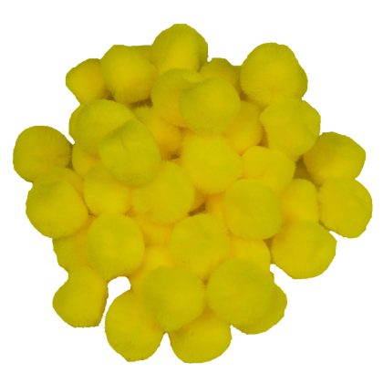 Merkloos Pompons - 35x - geel - 25 mm - hobby/knutsel materialen