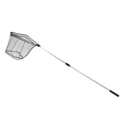 Merkloos Schepnet/visnet - opvouwbaar - zwart/wit - 180 cm