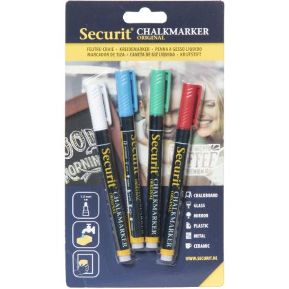 Securit Krijtstiften - 4x stuks - gekleurd - 1-2 mm - krijt