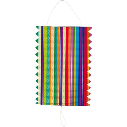 Folat Trek lampion strepen - H16 cm - meerkleurig - papier