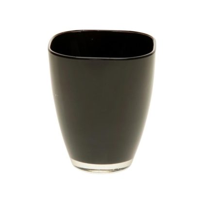 Merkloos Vaas - vierkant - zwart - glas - 17 cm - woon accessoires