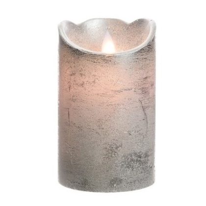 Merkloos Zilveren LED kaarsen/stompkaarsen 12 cm flakkerend