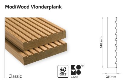 Intergard Vlonderplanken thermisch gemodificeerd Classic 390cm (26x140mm)