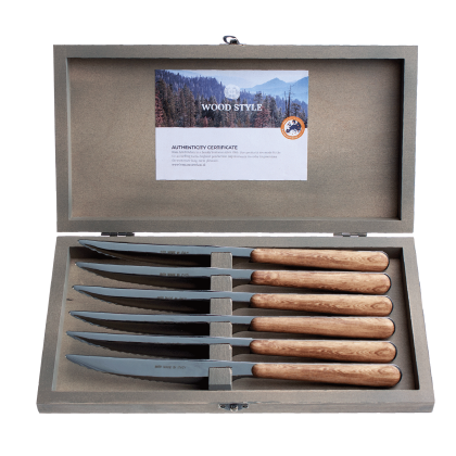 K-ook Kom Amsterdam - Wood style steakmessen - cederhout - 6dlg - .