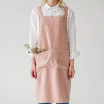 K-ook Linen Tales - keukenschort kruisband - nude - .