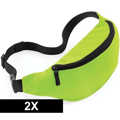 Bagbase 2x Heuptasjes/buideltasjes limegroen 38 cm