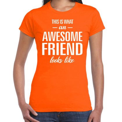 Bellatio Decorations Awesome friend cadeau t-shirt oranje dames