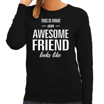 Bellatio Decorations Awesome friend / vriend cadeau trui zwart dames
