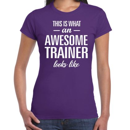 Bellatio Decorations Awesome trainer cadeau t-shirt paars dames
