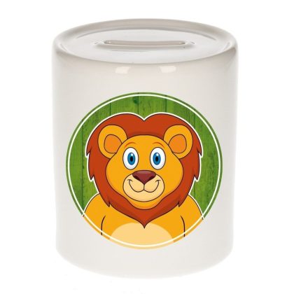Bellatio Decorations Cadeau kinder spaarpotten leeuw 9 cm