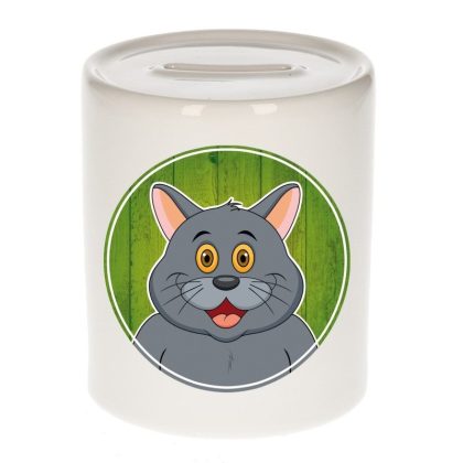 Bellatio Decorations Cadeau kinder spaarpotten poezen 9 cm