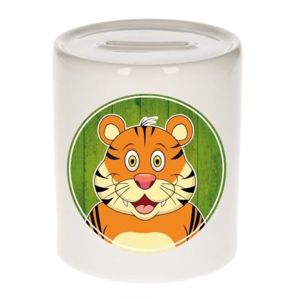 Bellatio Decorations Cadeau kinder spaarpotten tijger 9 cm