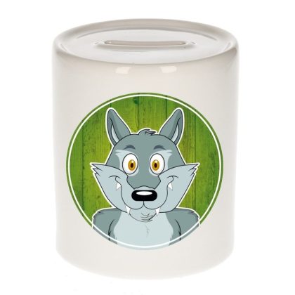 Bellatio Decorations Cadeau kinder spaarpotten wolf 9 cm