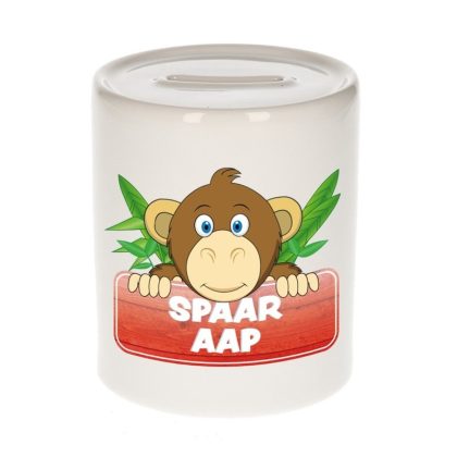 Bellatio Decorations Kinder spaarpot met apen print 9 cm