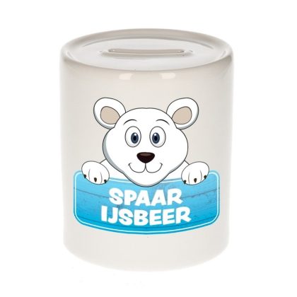 Bellatio Decorations Kinder spaarpot met ijsberen print 9 cm