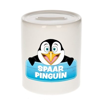 Bellatio Decorations Kinder spaarpot met pinguins print 9 cm