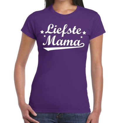 Bellatio Decorations Liefste mama cadeau t-shirt paars dames